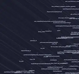 The vynr source as a knowledge graph — thousands of nodes in a dense glowing sphere, every line a dependency